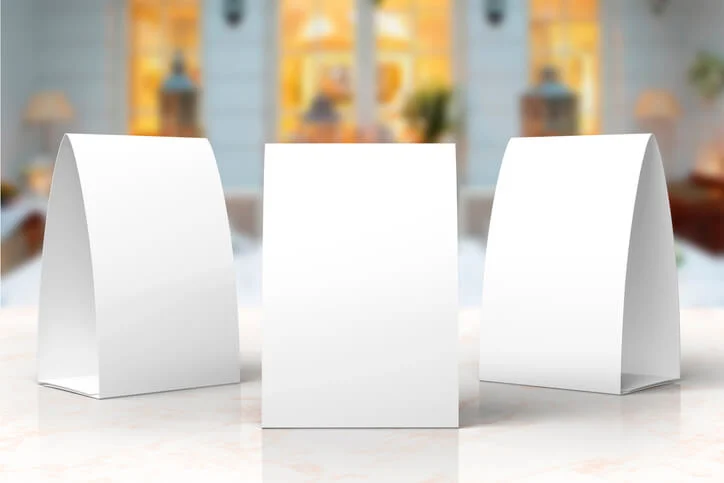 Custom Table Tents Printing | Professional Restaurant & Event Displays