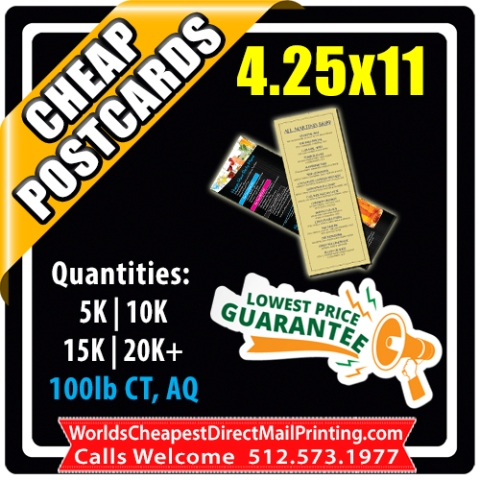 4.25x11 Postcards & Rackcards - 4.25x11