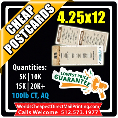 4.25x12 Postcards & Rackcards - 4.25x12